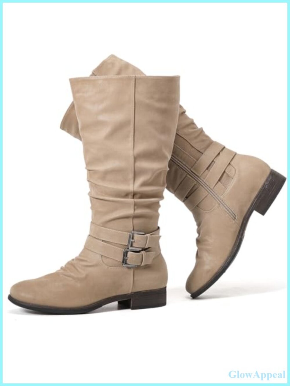 Women's Extra Wide Calf Wide Width Round Toe Knee High Boots Faux Leather